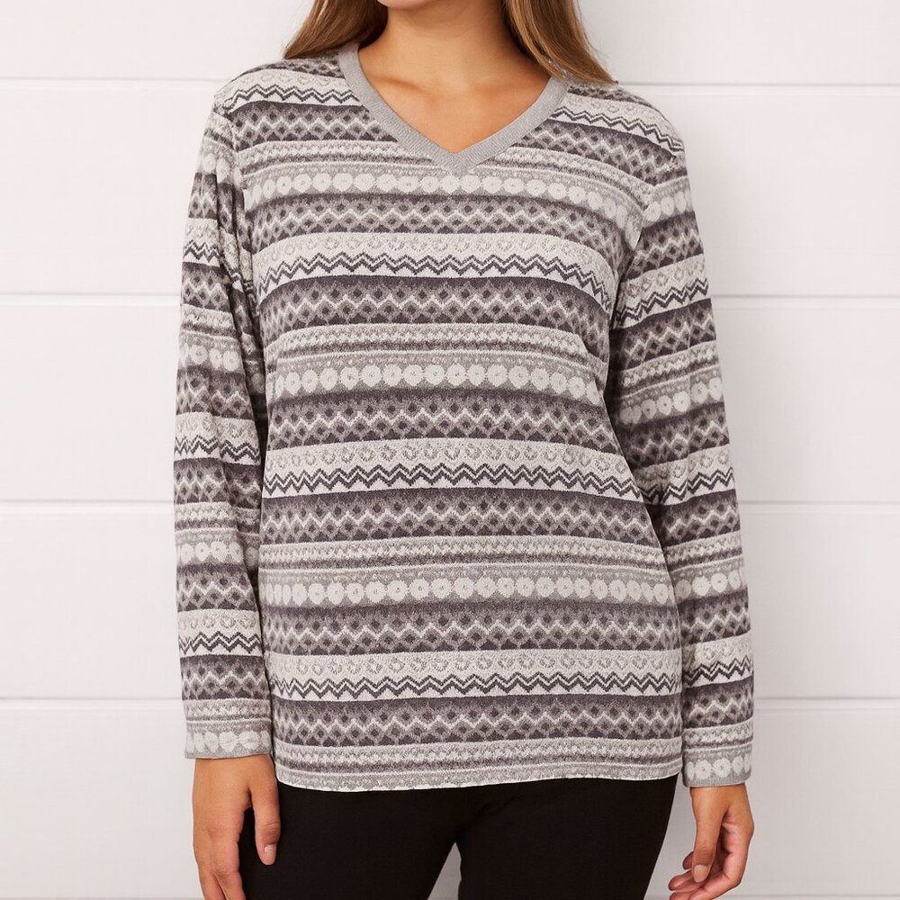 Nautica Cozy Soft Fleece Pajama Top Gray Size Medium EUC